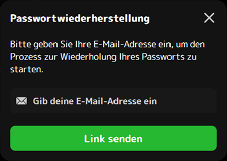 forgot-password Winserra Passwort zurücksetzen E-Mail eingeben